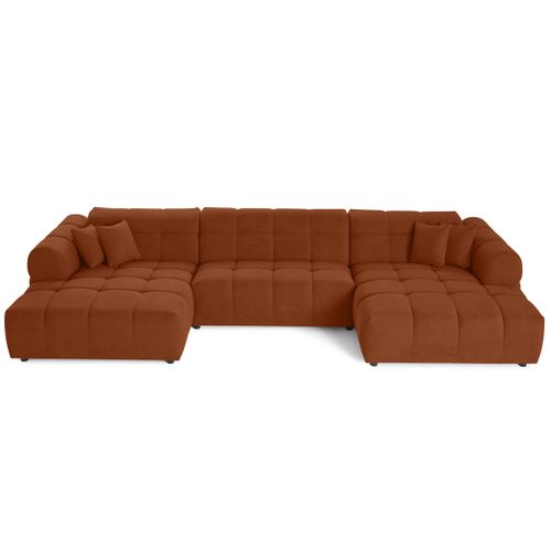 Canapé Panoramique 7 Places Ray En Tissu Texturé Rouille