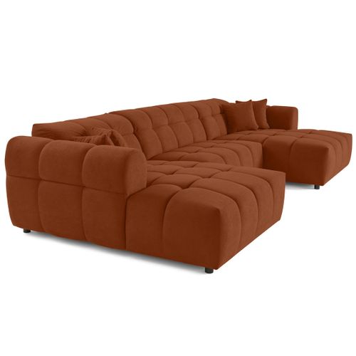 Canapé Panoramique 7 Places Ray En Tissu Texturé Rouille