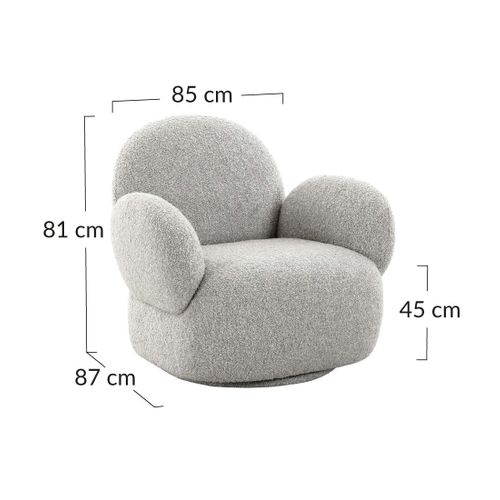 Javier - Fauteuil Pivotant - En Tissu Bouclette