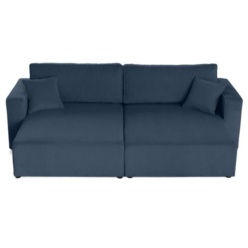 Topaze - Canapé Droit 4 Places Avec Double Méridienne - Assise Profonde - En Velours Côtelé