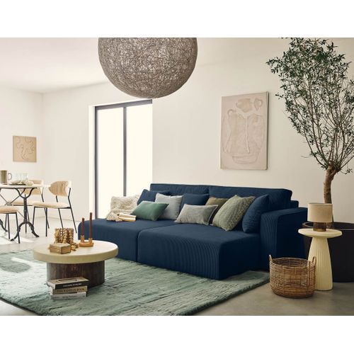 Topaze - Canapé Droit 4 Places Avec Double Méridienne - Assise Profonde - En Velours Côtelé