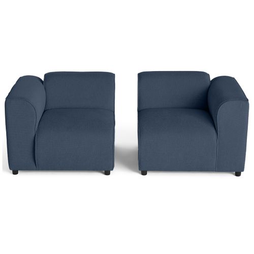 Suaro - Canapé Modulable 2 Places En Tissu Texturé Bleu