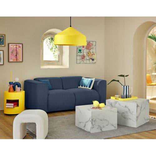 Suaro - Canapé Modulable 2 Places En Tissu Texturé Bleu