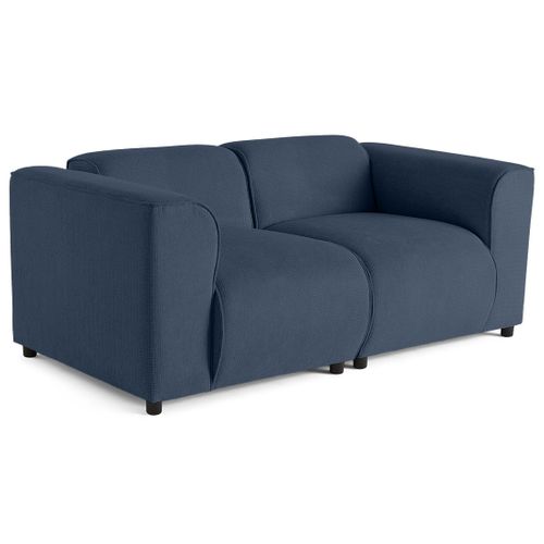 Suaro - Canapé Modulable 2 Places En Tissu Texturé Bleu