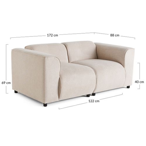 Suaro - Canapé Modulable 2 Places En Tissu Texturé Bleu