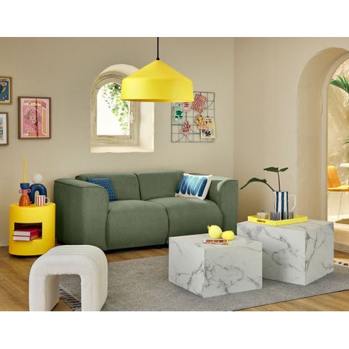 Suaro - Canapé Modulable 2 Places En Tissu Texturé Vert