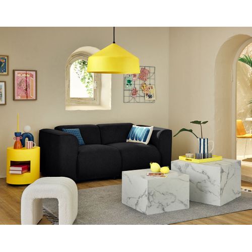 Suaro - Canapé Modulable 2 Places En Tissu Texturé Noir