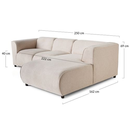 Suaro - Canapé Modulable D'angle Droit 4 Places En Tissu Texturé