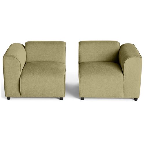 Suaro - Canapé Modulable 2 Places En Tissu Texturé Vert Sauge