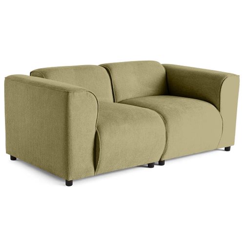 Suaro - Canapé Modulable 2 Places En Tissu Texturé Vert Sauge