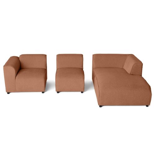 Suaro - Canapé Modulable D'angle Droit 4 Places En Tissu Texturé