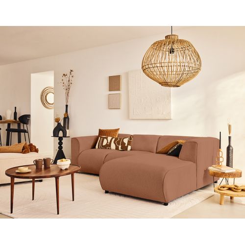 Suaro - Canapé Modulable D'angle Droit 4 Places En Tissu Texturé