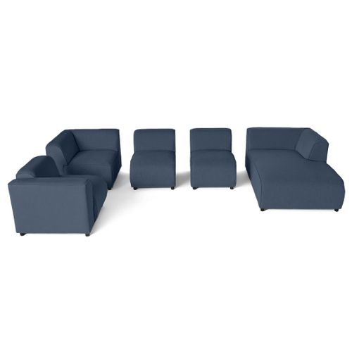 Suaro - Canapé Modulable Panoramique D'angle Gauche 7 Places En Tissu Texturé