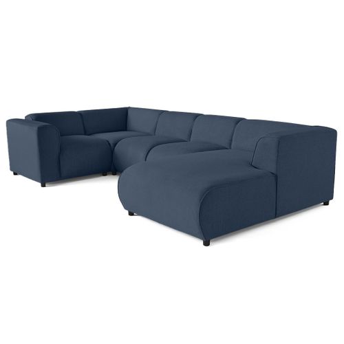 Suaro - Canapé Modulable Panoramique D'angle Gauche 7 Places En Tissu Texturé