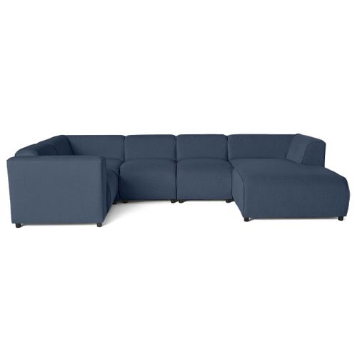 Suaro - Canapé Modulable Panoramique D'angle Gauche 7 Places En Tissu Texturé