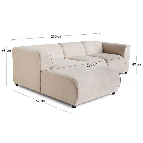 Suaro - Canapé Modulable D'angle Gauche 4 Places En Tissu Texturé