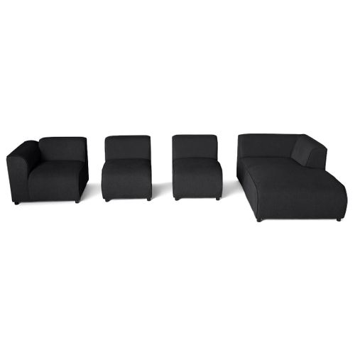 Suaro - Canapé Modulable D'angle Droit 5 Places En Tissu Texturé