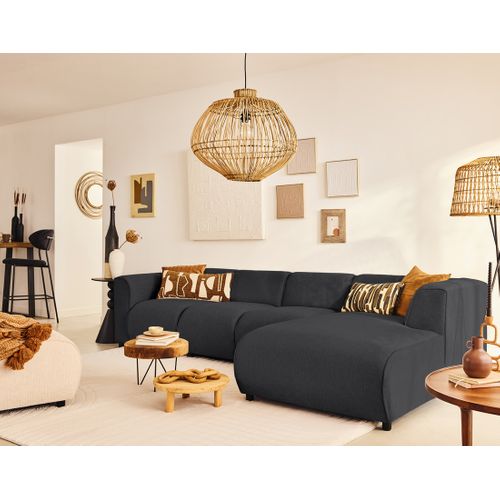 Suaro - Canapé Modulable D'angle Droit 5 Places En Tissu Texturé