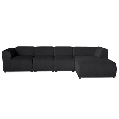 Suaro - Canapé Modulable D'angle Droit 5 Places En Tissu Texturé