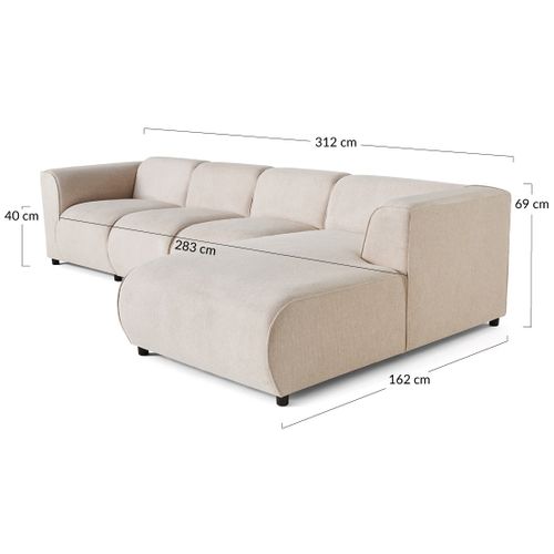 Suaro - Canapé Modulable D'angle Droit 5 Places En Tissu Texturé