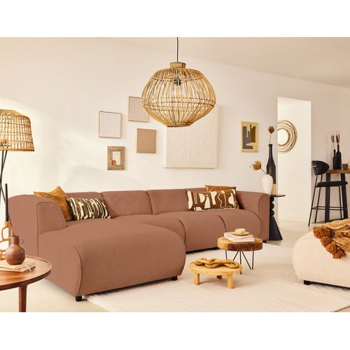 Suaro - Canapé Modulable D'angle Gauche 5 Places En Tissu Texturé