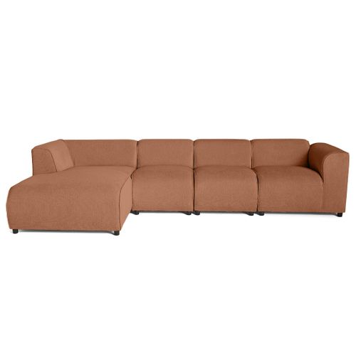 Suaro - Canapé Modulable D'angle Gauche 5 Places En Tissu Texturé