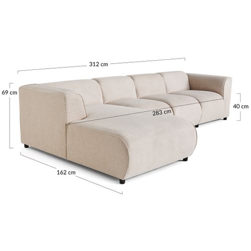 Suaro - Canapé Modulable D'angle Gauche 5 Places En Tissu Texturé