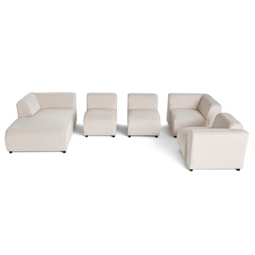 Suaro - Canapé Modulable Panoramique D'angle Droit 7 Places En Tissu Texturé