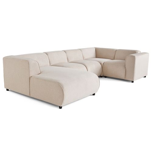 Suaro - Canapé Modulable Panoramique D'angle Droit 7 Places En Tissu Texturé