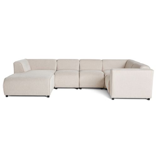 Suaro - Canapé Modulable Panoramique D'angle Droit 7 Places En Tissu Texturé