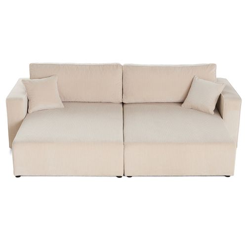 Topaze - Canapé Droit 4 Places Avec Double Méridienne - Assise Profonde - En Velours Côtelé