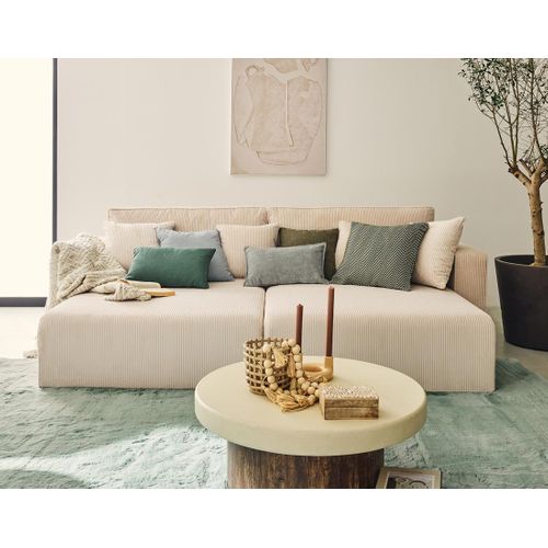 Topaze - Canapé Droit 4 Places Avec Double Méridienne - Assise Profonde - En Velours Côtelé