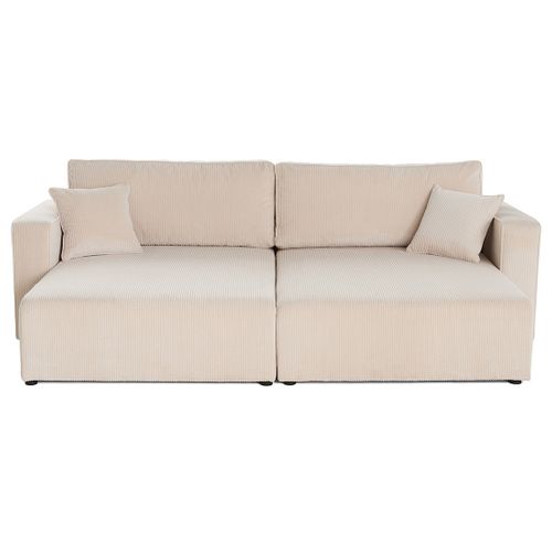 Topaze - Canapé Droit 4 Places Avec Double Méridienne - Assise Profonde - En Velours Côtelé