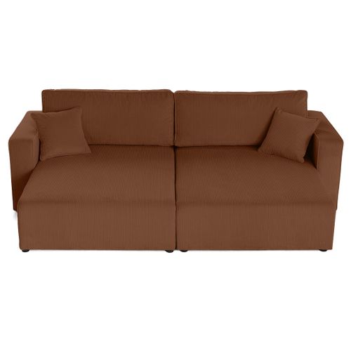 Topaze - Canapé Droit 4 Places Avec Double Méridienne - Assise Profonde - En Velours Côtelé