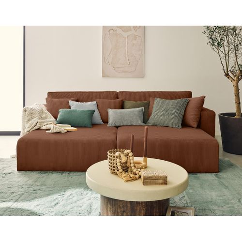 Topaze - Canapé Droit 4 Places Avec Double Méridienne - Assise Profonde - En Velours Côtelé