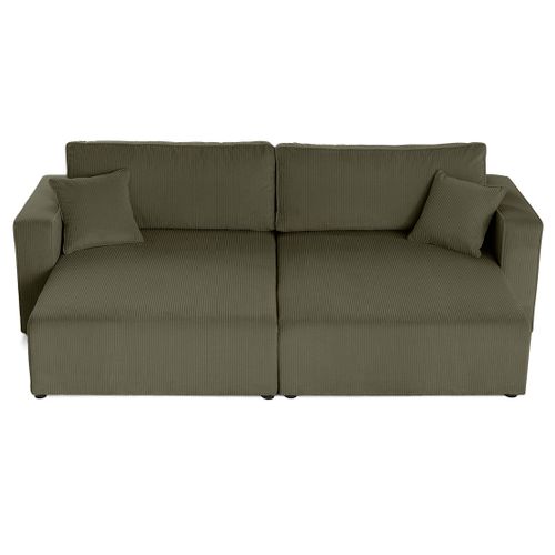 Topaze - Canapé Droit 4 Places Avec Double Méridienne - Assise Profonde - En Velours Côtelé