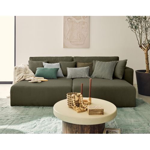 Topaze - Canapé Droit 4 Places Avec Double Méridienne - Assise Profonde - En Velours Côtelé