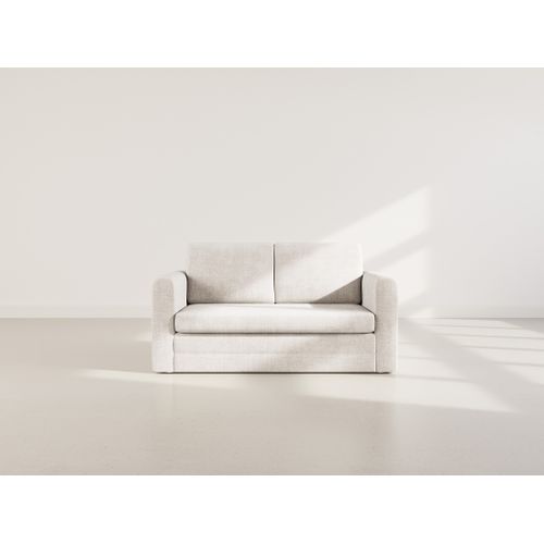 Canapé Droit Convertible 2 Places Marilia En Velours Texturé Beige