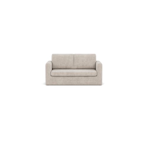 Canapé Droit Convertible 2 Places Marilia En Velours Texturé Beige
