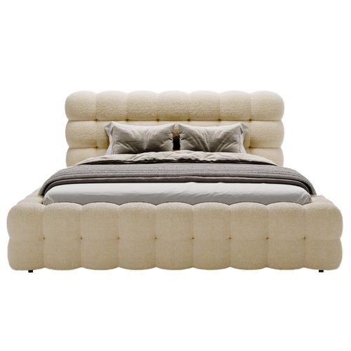 Darling - Lit Coffre - 140x200 Cm - Sommier Inclus - En Tissu Bouclette