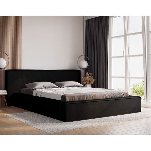 Eros - Lit Coffre - 180x200 Cm - Sommier Inclus - En Velours Noir