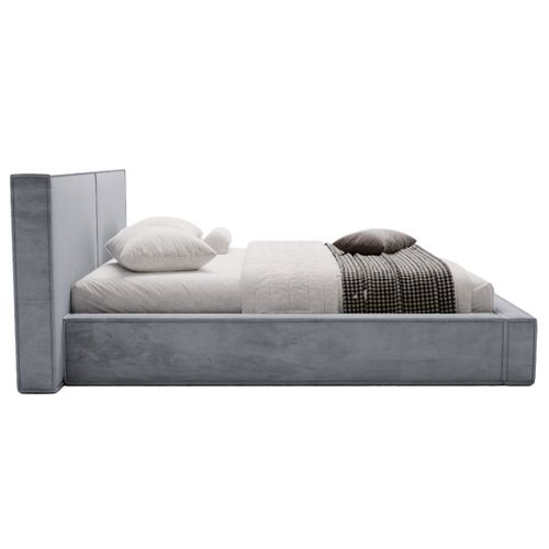 Eros - Lit Coffre - 180x200 Cm - Sommier Inclus - En Velours Gris