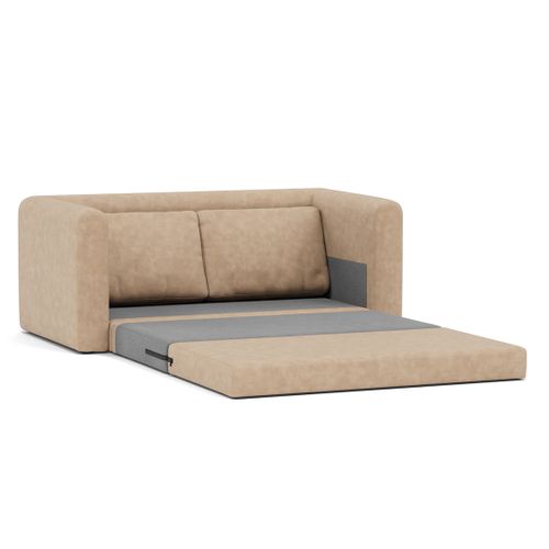 Canapé Droit Convertible 2 Places Marilia En Simili Beige