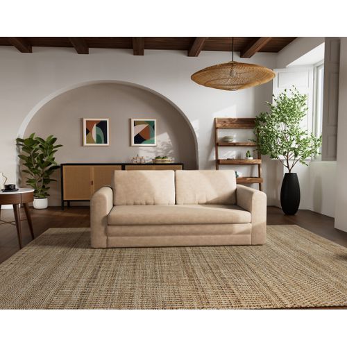 Canapé Droit Convertible 2 Places Marilia En Simili Beige
