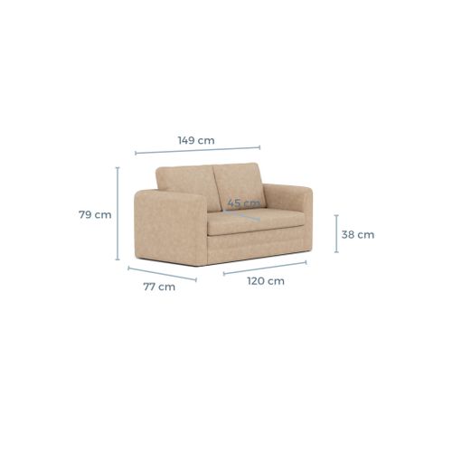 Canapé Droit Convertible 2 Places Marilia En Simili Beige