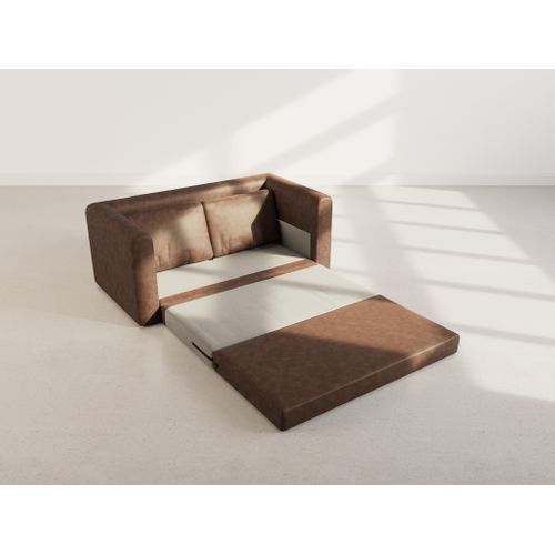 Canapé Droit Convertible 2 Places Marilia En Simili Marron