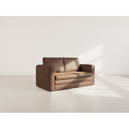 Canapé Droit Convertible 2 Places Marilia En Simili Marron
