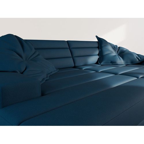 Loredana - Canapé Droit 4 Places Double Méridienne - Assise Profonde - En Tissu Texturé