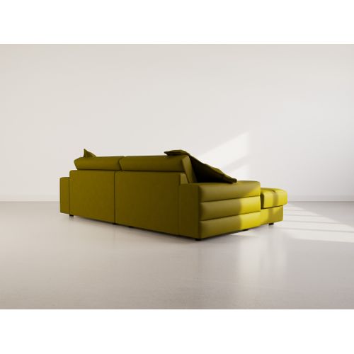 Loredana - Canapé Droit 4 Places Double Méridienne - Assise Profonde - En Tissu Texturé