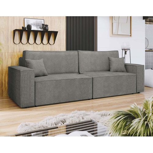 Canapé Droit Convertible 3 Places Cezanne En Tissu Texturé Gris